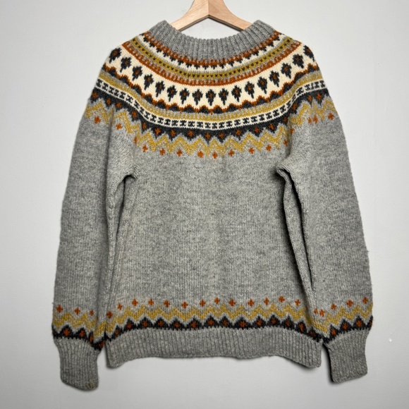 Vintage Norse Knit Nordic Fair Isle Handknitted Wool Sweater Sz L - Picture 4 of 5